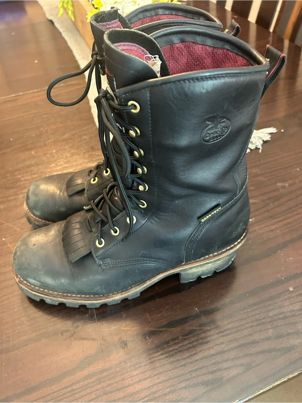Georgia Boot Men 11M Black Leather Insulated Gore-Tex Work Boots Vibram Sole